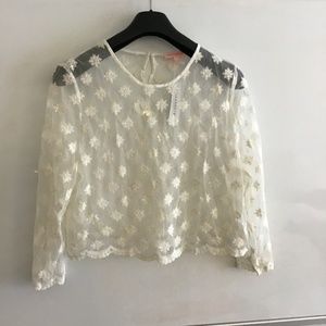 re:named ivory long sleeve lace blouse NWT